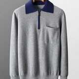 Cashmere Zip-Up Polo Shirt