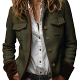 Elegant Tweed Jacket with Luxurious Velvet Details