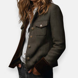 Elegant Tweed Jacket with Luxurious Velvet Details