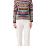 Damski luźny sweter w wielobarwne paski