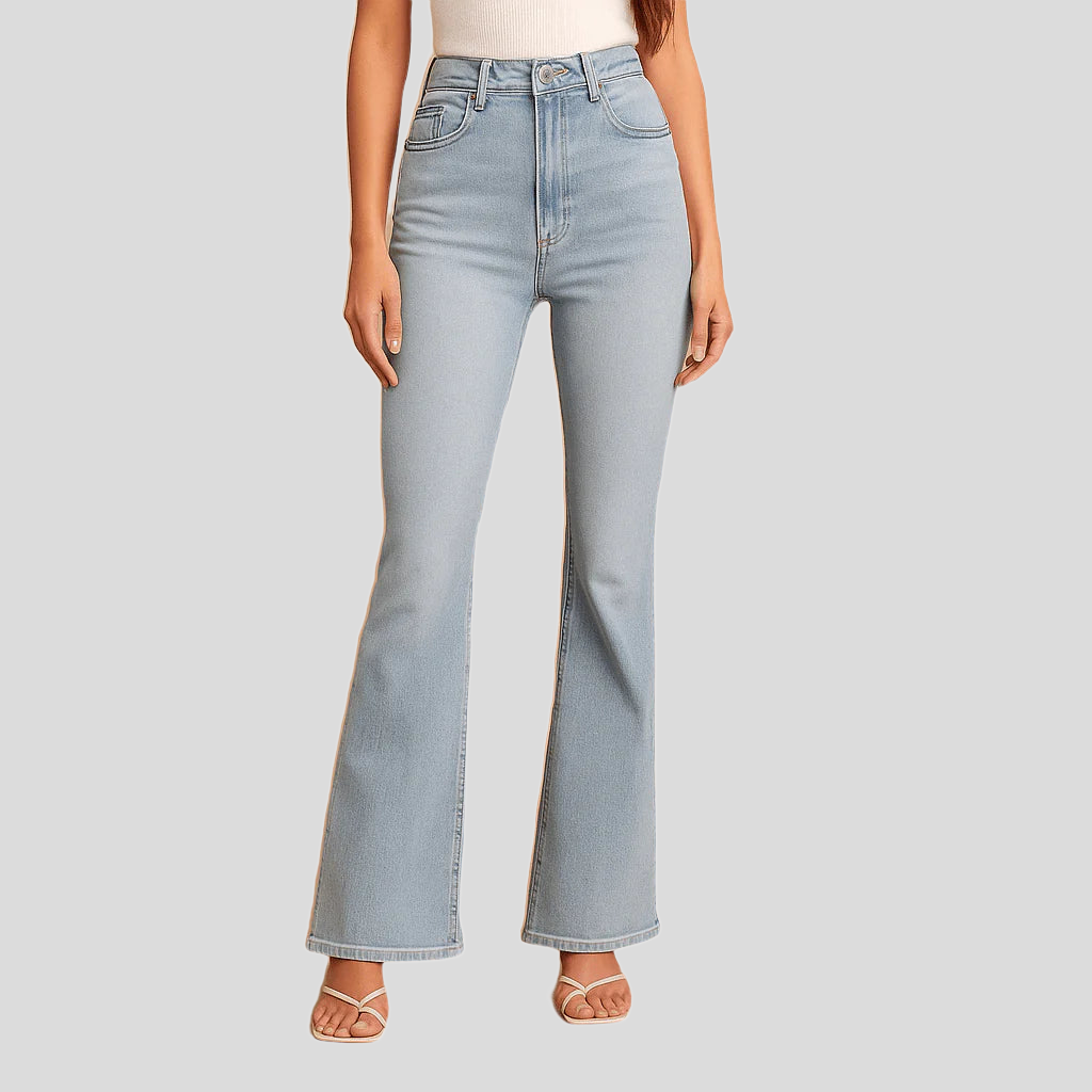 Damskie jeansy z dopasowaną nogawką - Denim